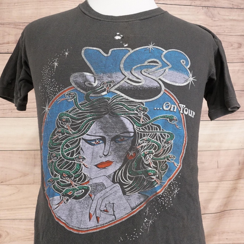 Vintage Yes On Tour Shirt S Black 1979 Medusa Graphic Band Tee T-Shirt 70s 80s